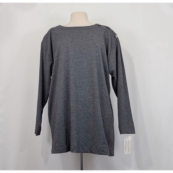 Vintage 90s Top Skirt Set Long Sleeve Midi Gray Women's Size 18 New Deadstock - Picture 2 of 12